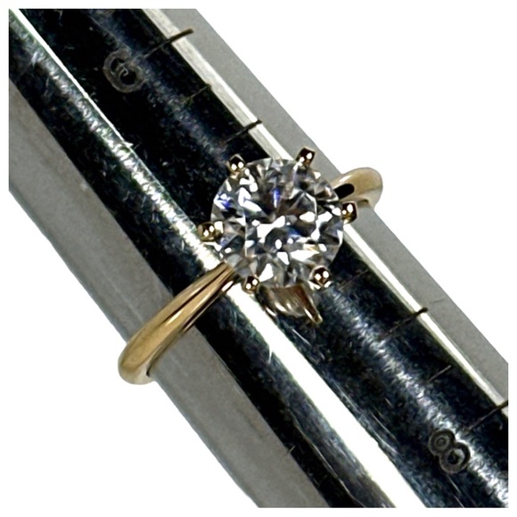 14KT 2 CARAT GENUINE MOISSANITE SOLID YELLOW GOLD SOLITAIRE RING NWOT - Picture 11 of 13